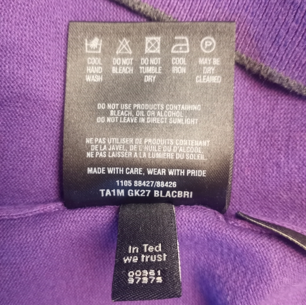 Ted Baker Purple Grey V Neck Cotton Blend Classic New Preppy Academia Sweater 5 - Picture 6 of 11